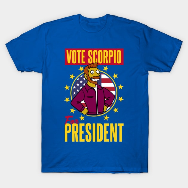 Vote Scorpio for President Globex Corporation T-Shirt by Meta Cortex